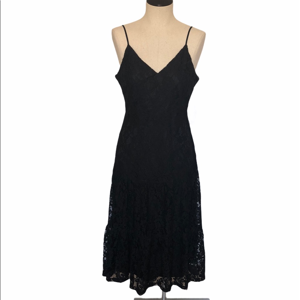NEW Lulus Manning Black Lace Tiered Midi Dress - Picture 1 of 12
